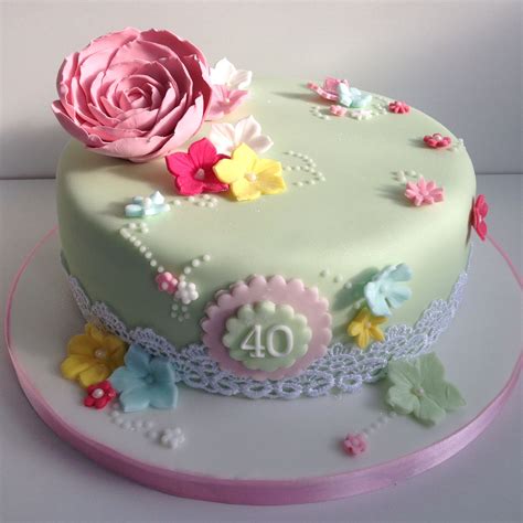 Pretty 40th Birthday Cake Cake Birthday Cake 40th Birthday Cakes