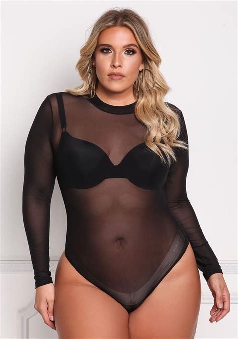 Plus Size Clothing Plus Size Mesh Bodysuit Debshops Plus Size