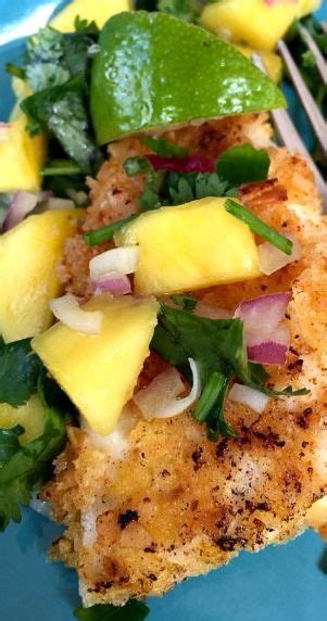 Coconut Crusted Tilapia With Mango Salsa Fish Recipes Seafood Recipes