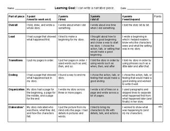 Lucy Calkins Rubric Narrative Writing By Elizabeth Swahn TPT