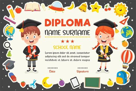 Certificado De Diploma Para Ni Os De Preescolar Y Primaria