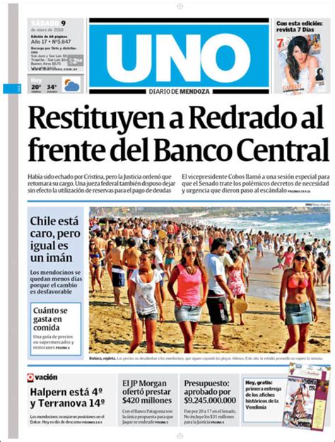 Peri Dico Diario Uno Argentina Peri Dicos De Argentina Edici N De