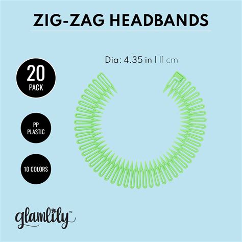 90s Zig Zag Circle Headbands With Teeth For Women 10 Colors 20 Pack