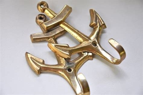 Nautical Anchor Coat Hooks Brass Vintage By Pamplepluie On Etsy