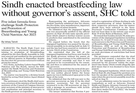 Dawn Epaper Nov Sindh Enacted Breastfeeding Law Without