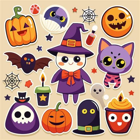 Cute Halloween Stickers Pumpkins Bats and Ghosts | Premium AI-generated ...