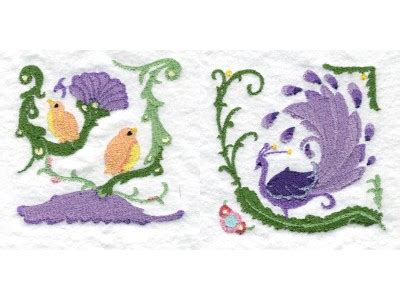 Machine Embroidery Designs Jacobean Tropical Birds Set