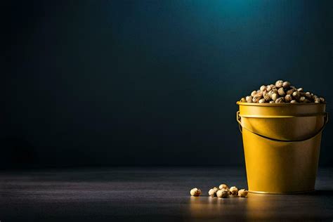 A Bucket Filled With Soybeans On A Dark Table AI Generated 33911960