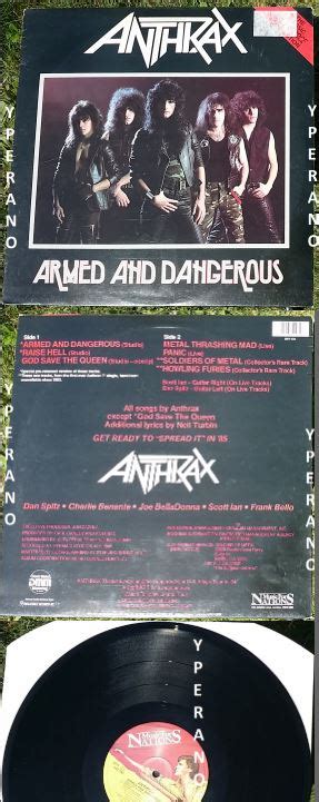 Anthrax Armed And Dangerous Lp Mfn 7 Songs Sex Pistols Cover Live