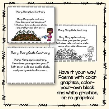 Pocket Chart Poem Mary Mary Quite Contrary Poetry Center Nursery