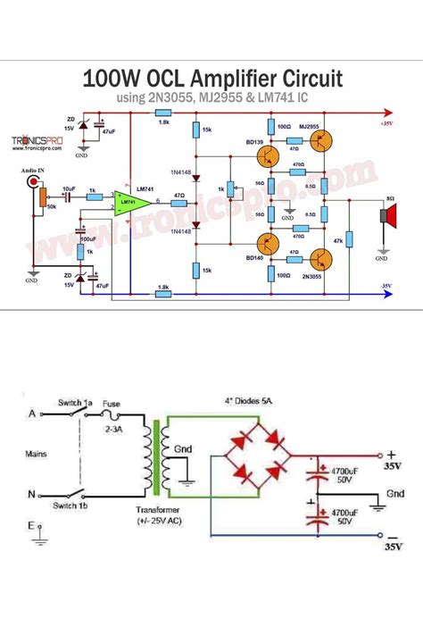 Ocl Amplifier Circuit Diagram Using 2n3055 Lm741 Artofit