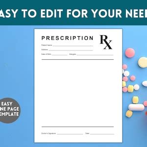 Prescription Pad Template Rx Prescription Notepad Template