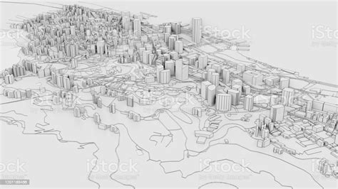 3d White City Model Outline 3d Illustration Stock Photo Download