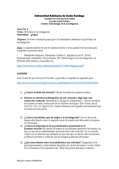 SAP105 Guia 4 mary EFGEWFG Universidad Autónoma de Santo Domingo