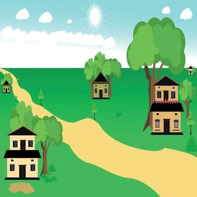 Cartoon Village House Background Vector Art, Icons, and Graphics for ...