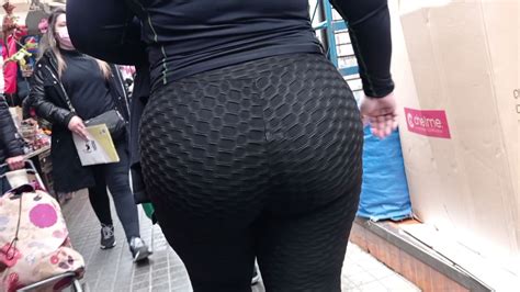 Big Venezuelan Ass In Textured Black Leggings My 3rd Best Catch Close Up Spandex Leggings
