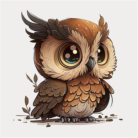 Premium Photo A Cartoon Owl With Big Eyes Sits On A White Background