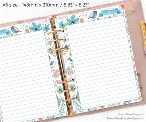 A Notes Printable Filofax A Printable Refills Lined Etsy