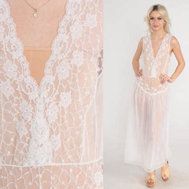 White Lingerie Nightgown S Sheer Lace Slip Dress Shop Exile Tucson Az Attic