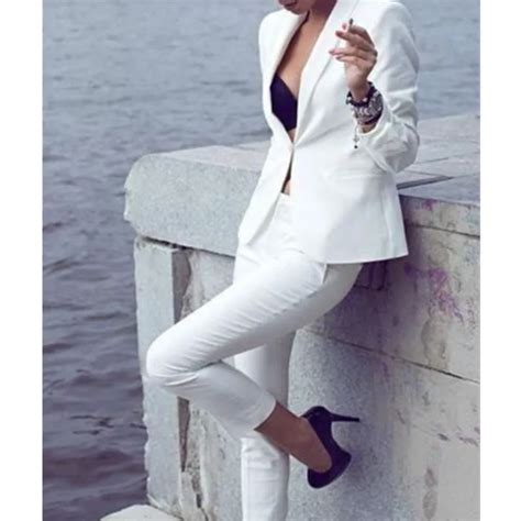 Buy New Two Piece Setcustom Women Slim Fit Pant Suits Formal White Lady One