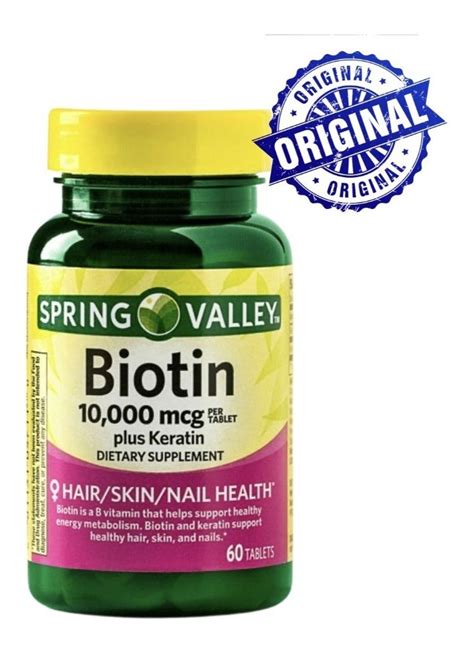 Biotina 10 000 Mcg Spring Valley 60 Cápsulas Plus Keratina Produto p