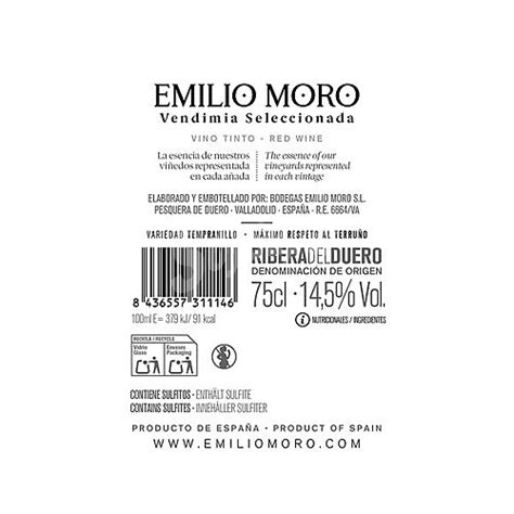 Emilio Moro Emilio Moro Vendimia Seleccionada Vino Tinto Roble Con D O