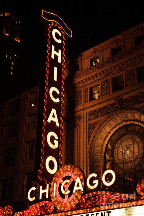 The Chicago Theater Marquee Sign at Night Photo Photograph by Paul ...