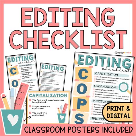 Free Printable Pdf Cops Editing Checklist Literacy In Focus