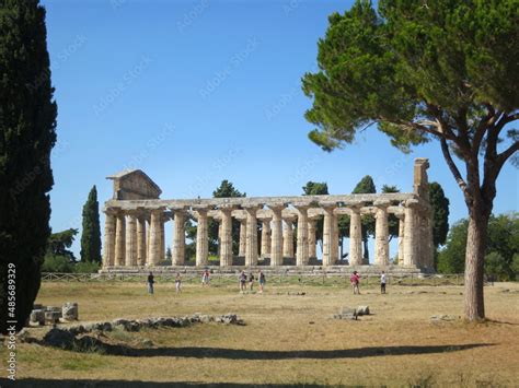 Temple Of Hera At Famous Paestum Archaeological Unesco World Heritage