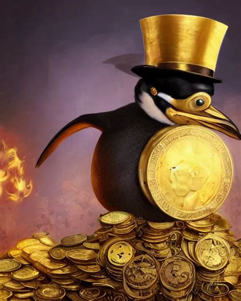 Oil Painting Of Steampunk Penguin Wearing Top Hat Stable Diffusion