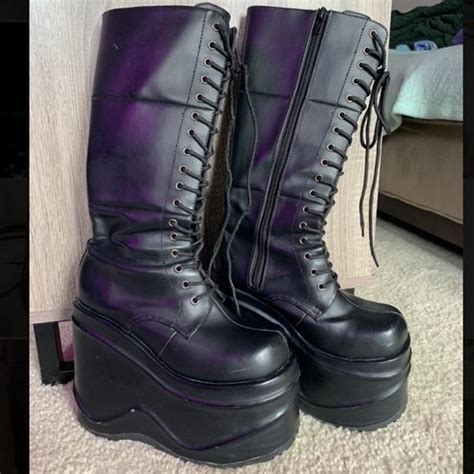 Thrifted Black Platform Demoniasnnthrifted Demonias Depop