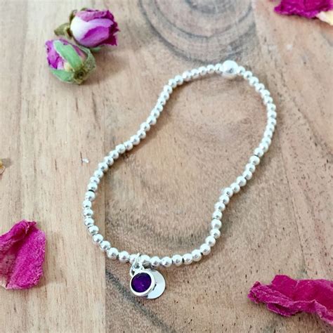 February Amethyst Birthstone And Initial Bracelet Gift For Etsy Uk