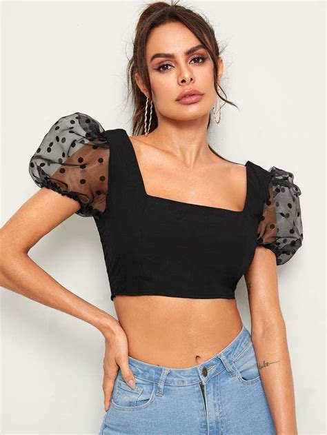 SHEIN Square Neck Puff Sleeve Top Ubicaciondepersonas Cdmx Gob Mx