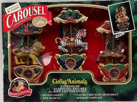 Vtg Mr Christmas Carousel Ornaments 3 Circus Animals Lion Zebra ...