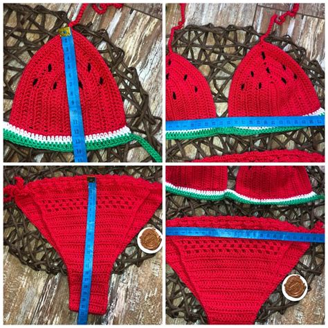 Watermelon Crochet Bikini Red Knitted Swimsuit With Lining 2023 Etsy