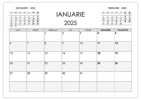 Calendar Ianuarie 2025 Calendarul Su Calendare Romanesti