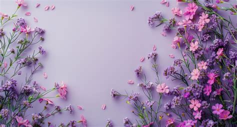 Purple and Pink Flowers Arranged on a Lavender Background 46862557 ...