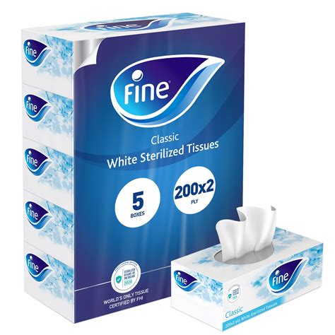 Fine 2 Ply White Facial Tissues - 5 x 200 Pieces Price | Buy Online in ...