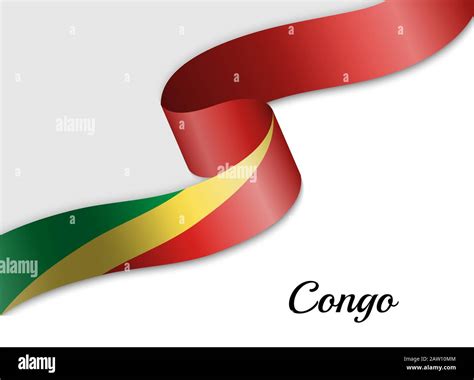 Waving Ribbon Flag Of Congo Template For Independence Day Banner Stock