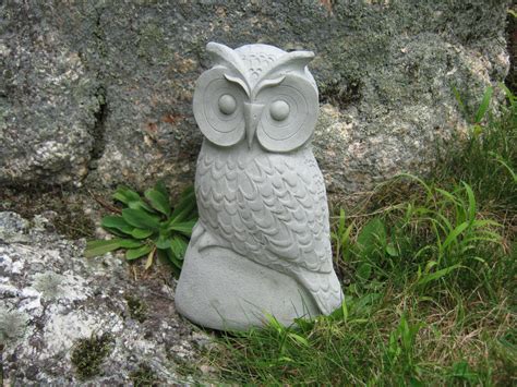 Owl Concrete Garden Owls 10 Inches Cement Owl Owl Figures Etsy