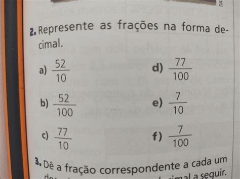 Represente As Frações Na Forma Decimal 12 5 - Represente As Frações Na Forma Decimal 12/5 - RETOEDU