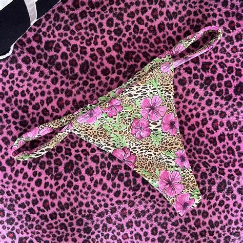 Floral Leopard Bikini Bottom Tagged Size Medium Depop
