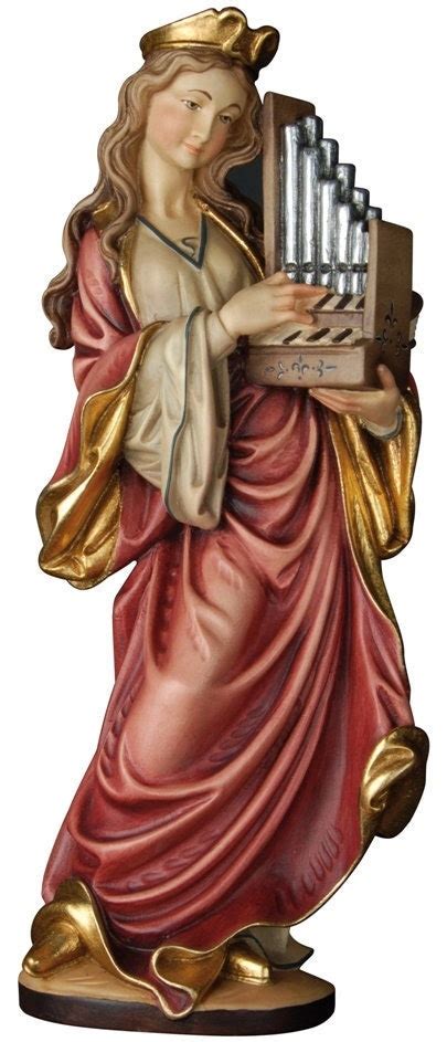 Statue of Santa Cecilia carved in wood from Val Gardena and hand ...