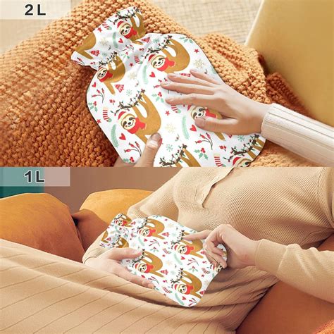 Cute Sloth Hot Water Bottle With Cover L For Pain Relief Cramps Ideal For Hand Feet