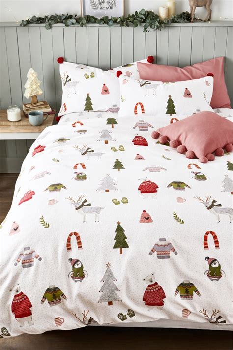 Next Brushed Cotton Festive Friends Duvet Set The Best Christmas