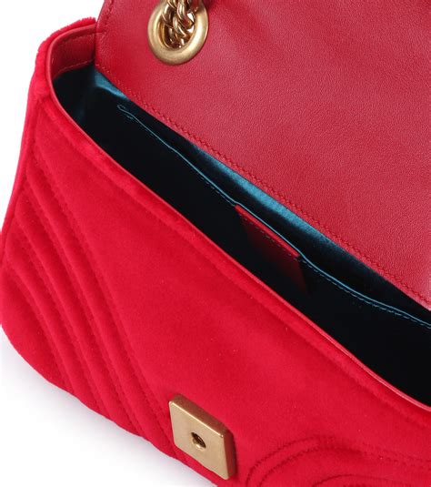 Gucci Red Gg Marmont Mini Velvet Bag Lyst