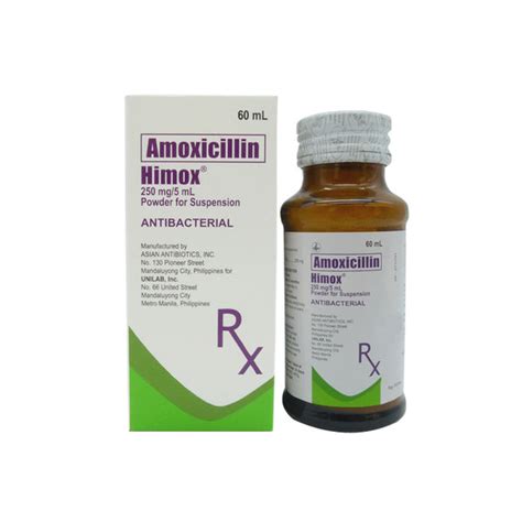 Himox Amoxicillin Trihydrate 250mg 5ml Powder For Suspension 60ml Price In The Philippines