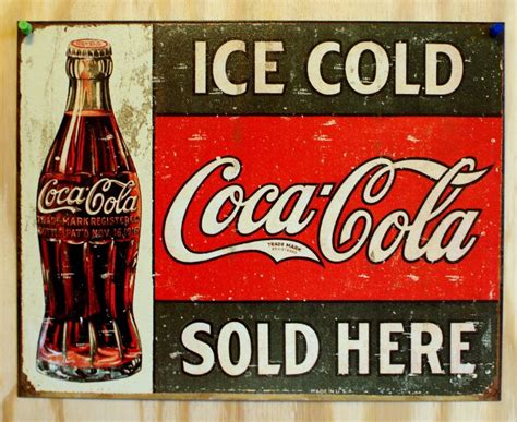 Ice Cold Coca Cola Sold Here Tin Sign Soda Coke Pop Classic