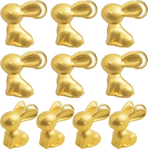 10pcs Golden Chinese Zodiac Rabbit Charms Tiny Rabbit