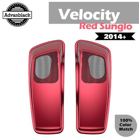 Velocity Red Sunglo X Saddlebag Speaker Lids For Harley Street Road